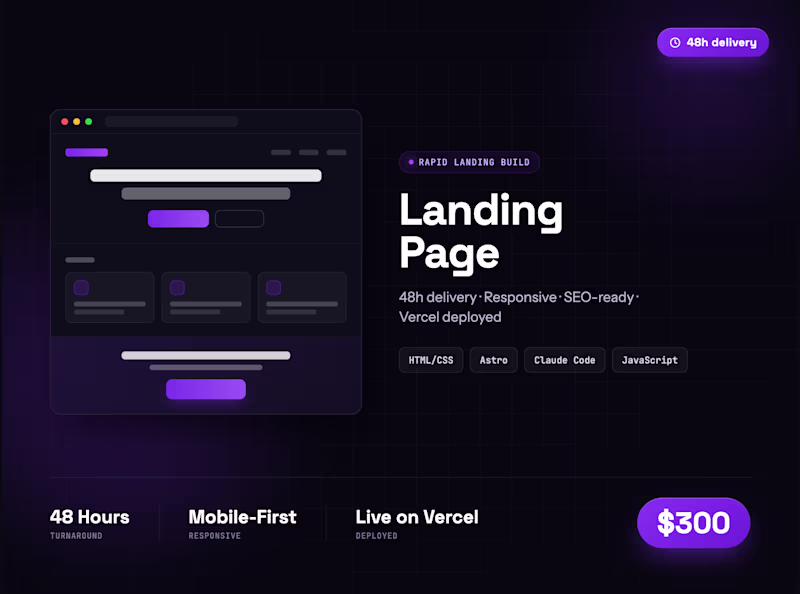 Cover image for Landing Page in 48h — AI-Built & Deployed