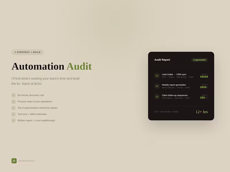 Cover image for Automation Audit: Find What's Wasting Time & Build the Fix