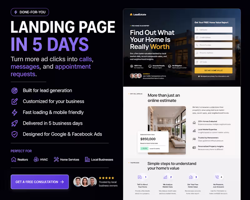Cover image for Done-For-You Landing Page for Google Ads & Facebook Ads