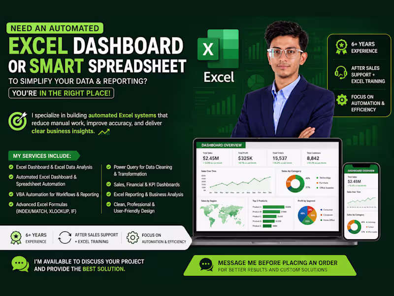 Cover image for Excel dashboard | VBA macros | Automation 