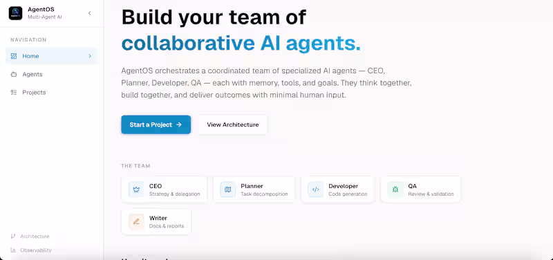 Cover image for AgentOS — Custom AI Agent Workflows