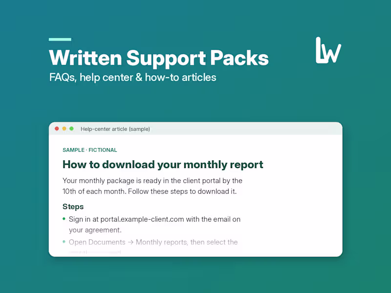 Cover image for Help Center and How-To Article Writing | Support Docs
