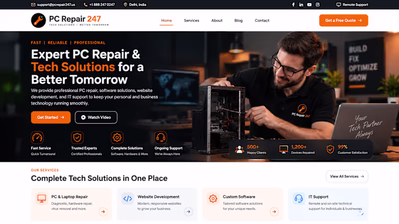 Cover image for PC Repair 247 – Business Website Design & Development