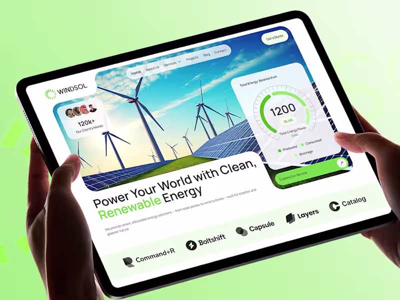 Cover image for WindSol – Renewable Energy Business Website UI Design