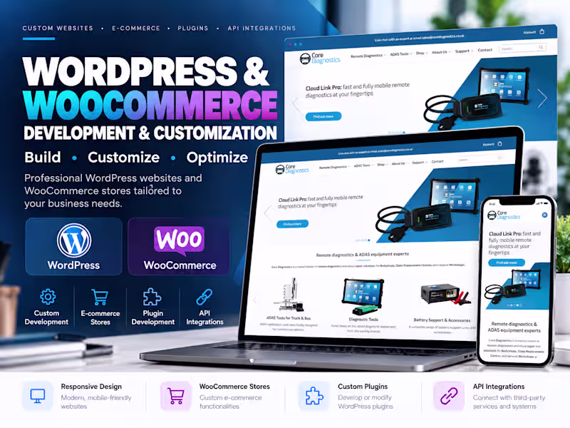Cover image for I will develop or customize your WordPress/WooCommerce website