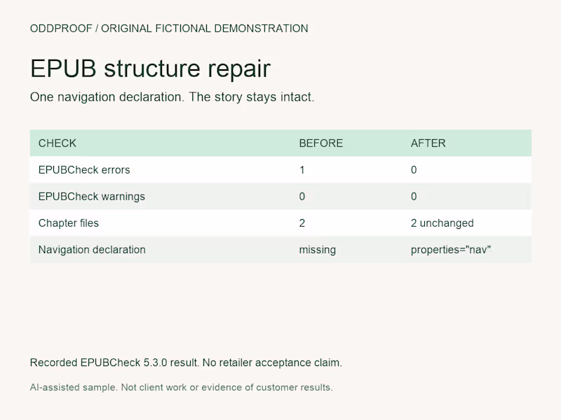 Cover image for Repair EPUB structure and navigation with validation