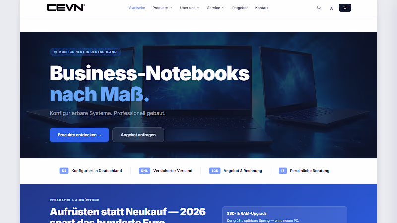 Cover image for CEVN Systems – Online Shop for Configurable Business Notebooks