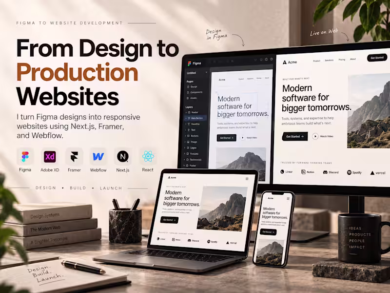 Cover image for Figma to Website Development | Next.js, Framer & Webflow