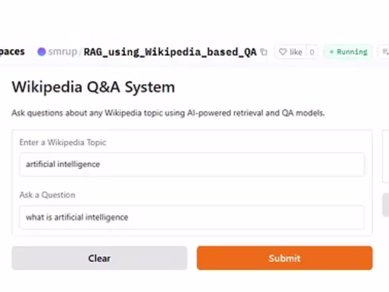 Cover image for Wikipedia-Based Question Answering System using RAG