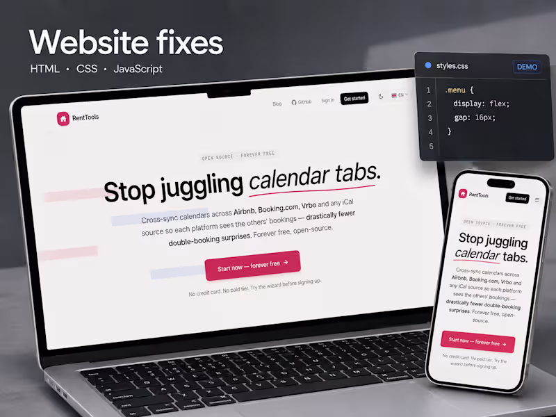 Cover image for Fix one website layout or JavaScript bug