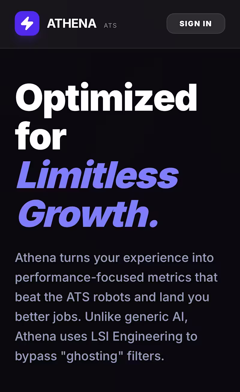 Cover image for Athena ATS: Career Intelligence Web App