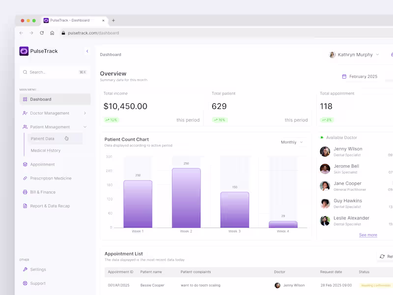 Cover image for PulseTrack - Medical Dashboard