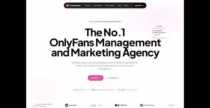 Cover image for XCreatorMgmt Website Design & Webflow Development