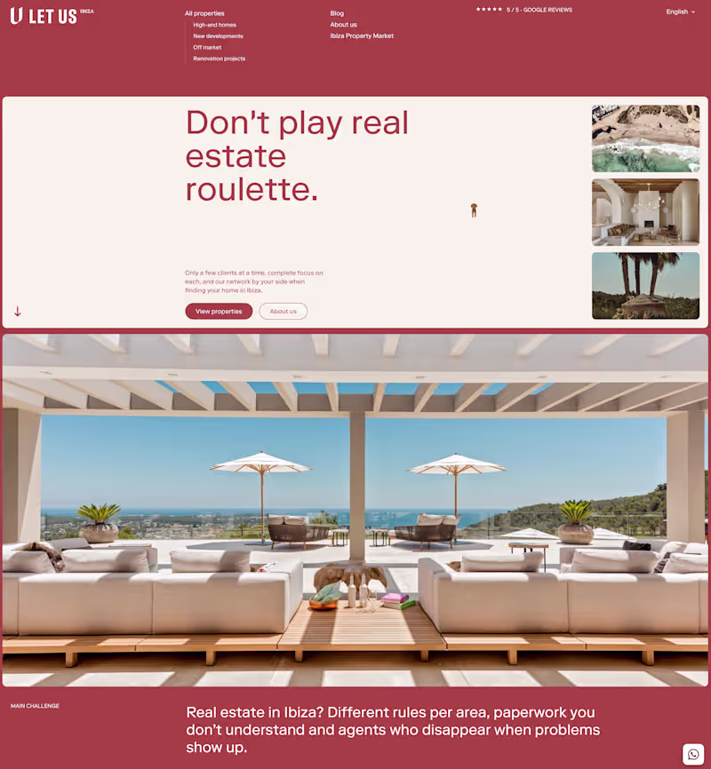 Cover image for Boutique Real-Estate Website Development for LET US Ibiza