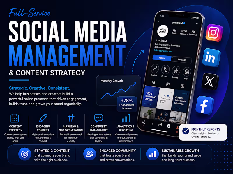 Cover image for Full-Service Social Media Management & Content Strategy