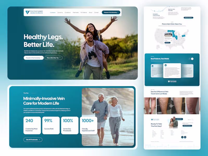 Cover image for Physicians Vein Clinics Homepage Redesign