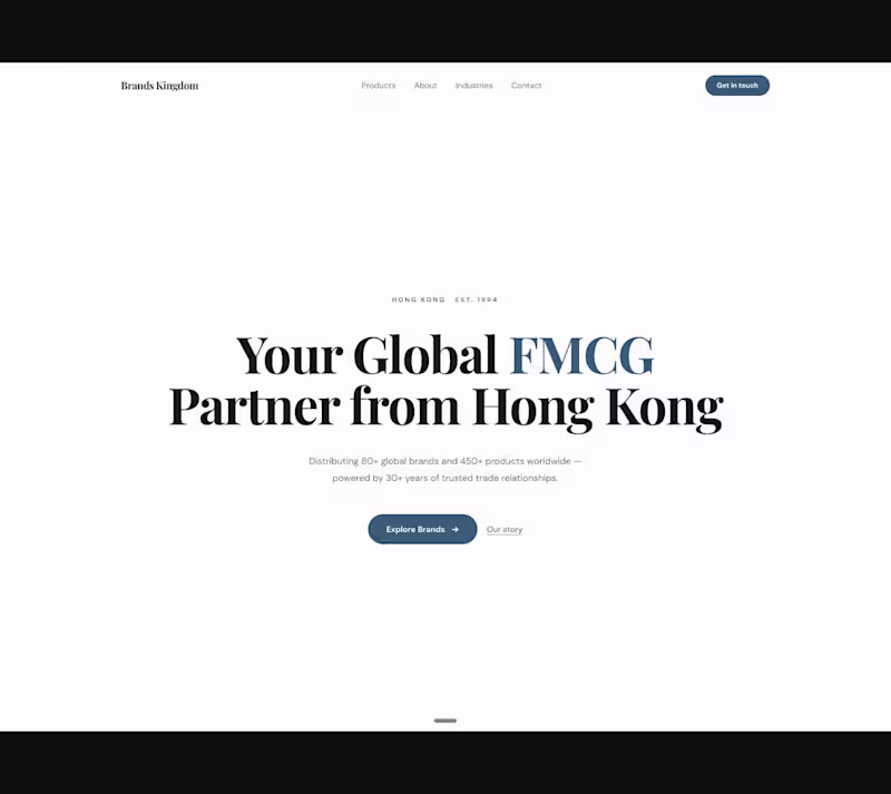 Cover image for Brands Kingdom — FMCG Distributor Landing Page (Hong Kong)