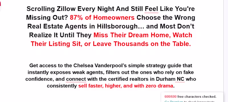Cover image for Landing page written for a real estate agency