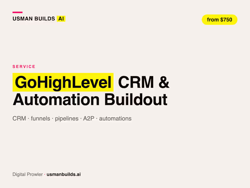 Cover image for GoHighLevel CRM & Automation Buildout
