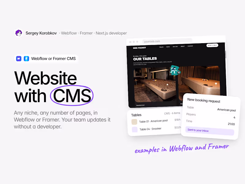 Cover image for Website with CMS in Webflow or Framer