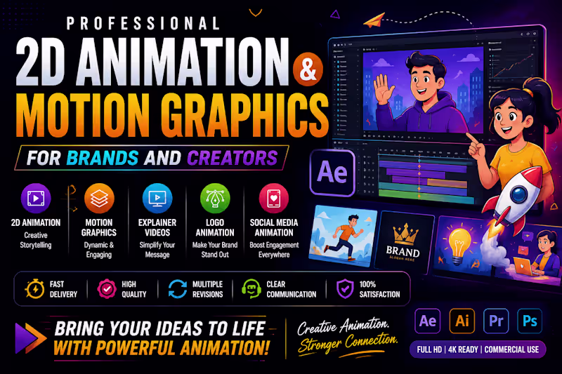 Cover image for Professional 2D Animation & Motion Graphics for Brands and Creat