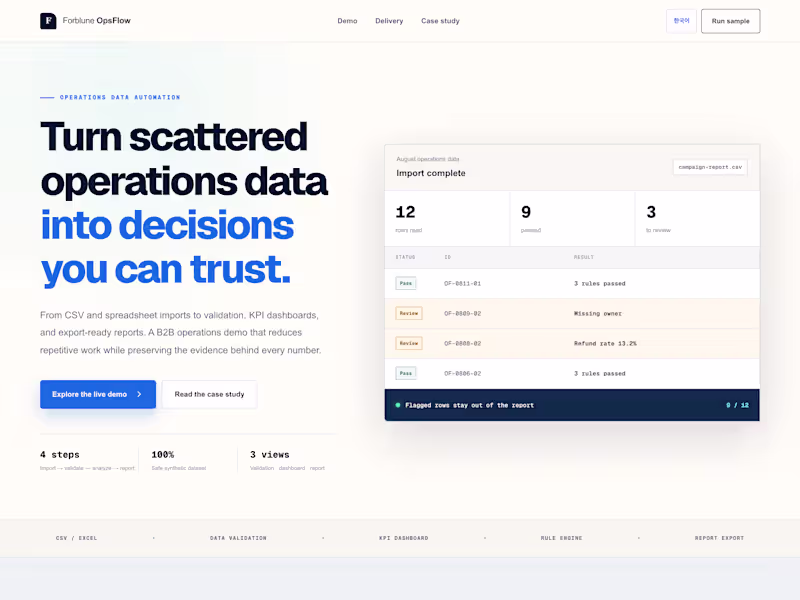 Cover image for OpsFlow — Bilingual CSV-to-KPI Operations Dashboard