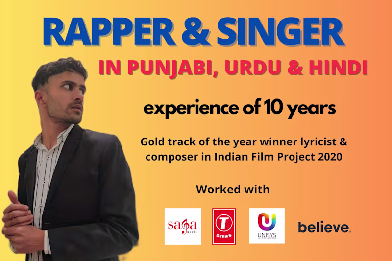 Cover image for Rapper or singer of your Punjabi, Hindi, Urdu or Rajasthani song
