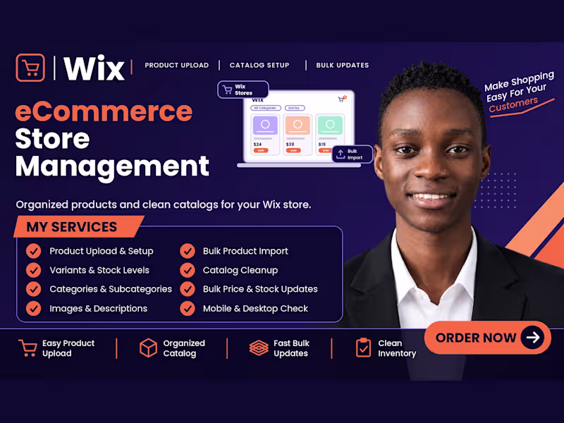 Cover image for Wix eCommerce Store Management | Product Upload & Catalog Setup