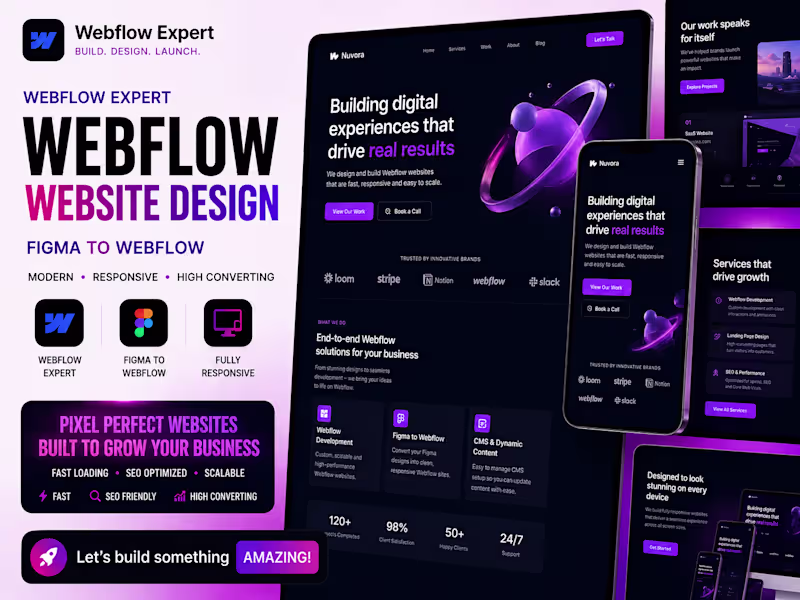 Cover image for Webflow Website Design, Webflow Expert, Figma to Webflow