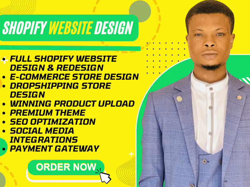 Cover image for I WILL DESIGN OR REDESIGN SHOPIFY WEBSITE OR STORE