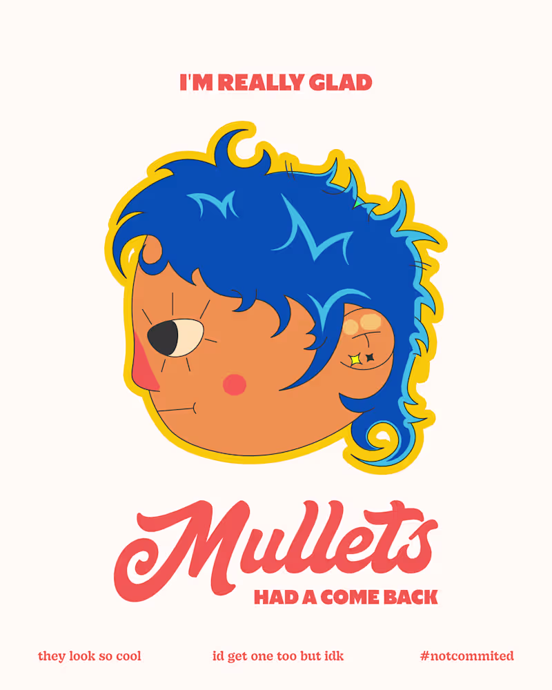 Cover image for im glad mullets had a come back! original work by taysha bil...