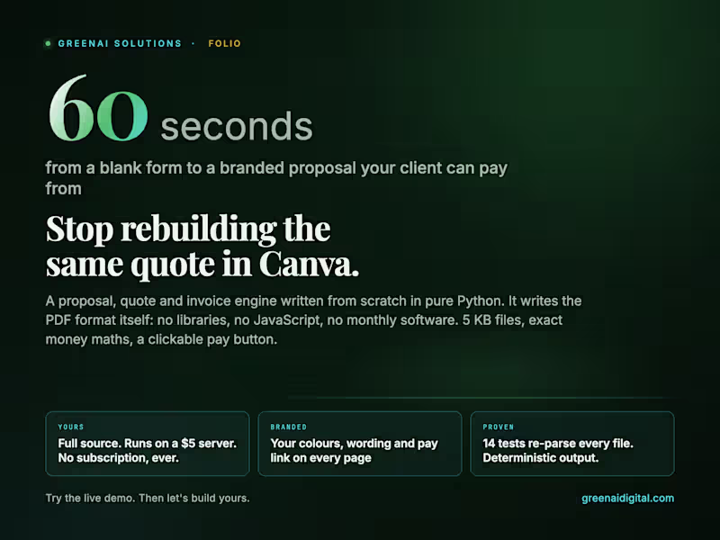 Cover image for FOLIO - a proposal, quote