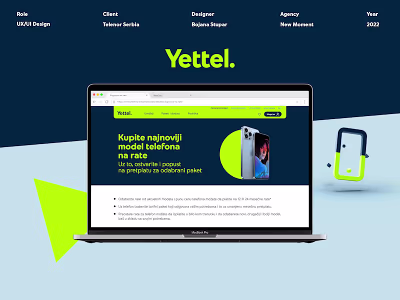 Cover image for Yettel website UX/UI Design