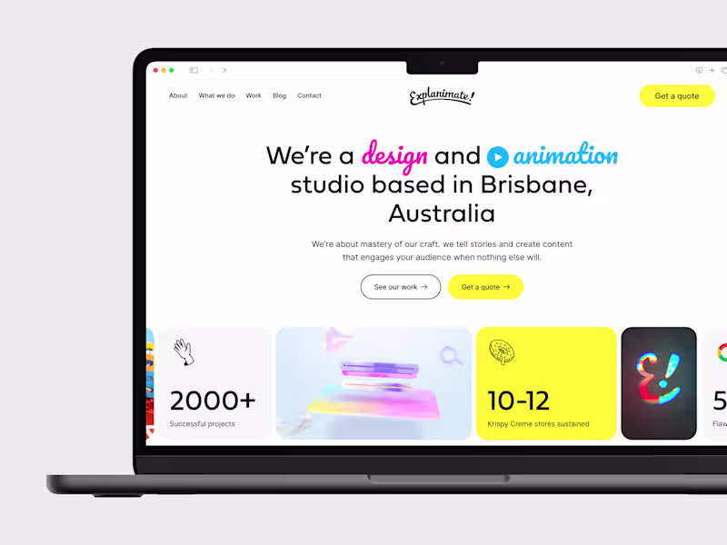 Cover image for Home page design  for Animation Studio from Brisbane, Australia