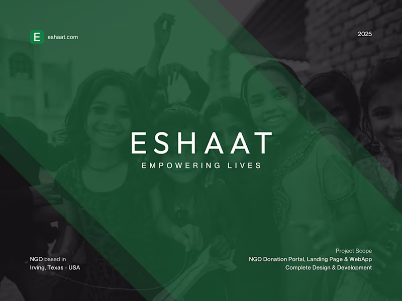 Cover image for ESHAAT - Donation Portal WebApp Design & Development