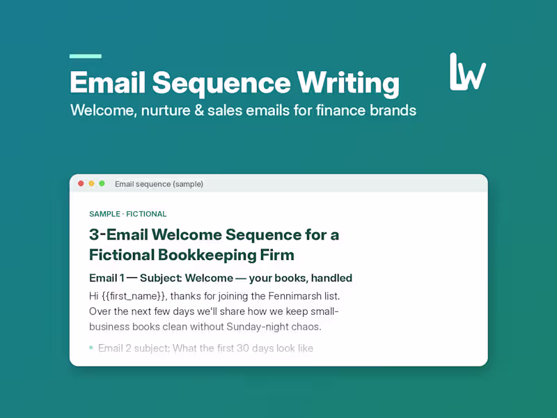 Cover image for Email Sequence Writing | Welcome, Nurture and Sales Emails