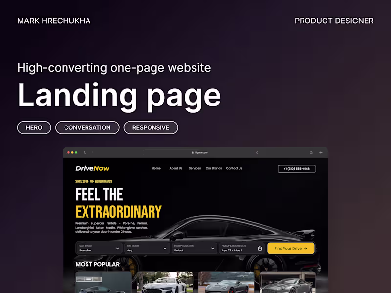 Cover image for Landing Page Design • UX/UI