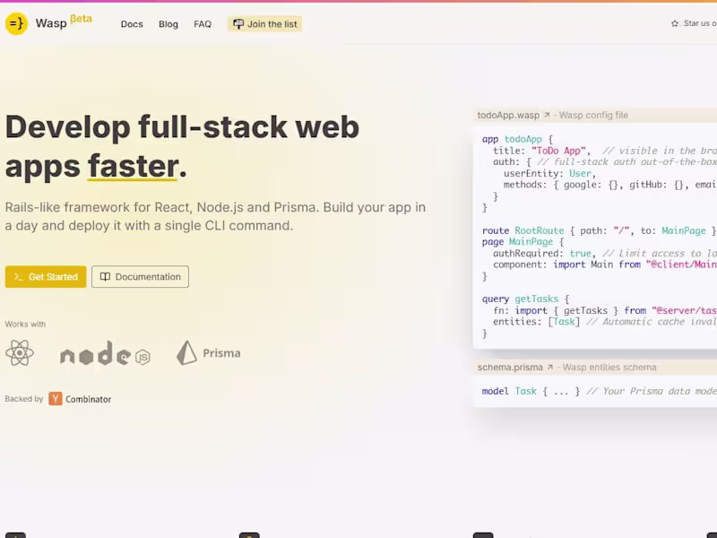 Cover image for Develop full-stack app with wasp nodejs react and prisma