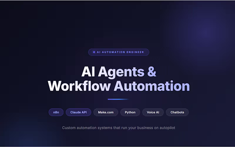 Cover image for Custom AI Agents & Workflow Automation (n8n + Claude API)