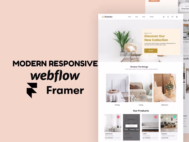 Cover image for design, redesign or develop responsive framer website