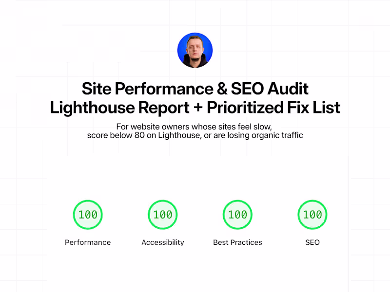 Cover image for Site Performance & SEO Audit - Report + Prioritized Fix List