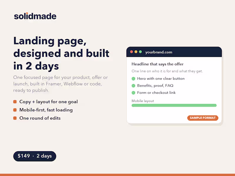 Cover image for Landing page, designed and built in 2 days
