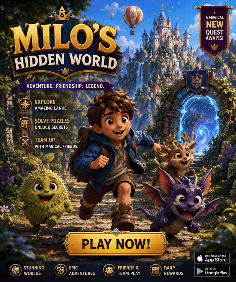 Cover image for MILO’S HIDDEN WORLD — AI Fantasy Game Concept