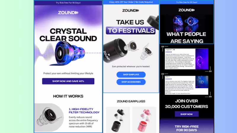 Cover image for ZOUND Klaviyo Email Design, E-commerce
