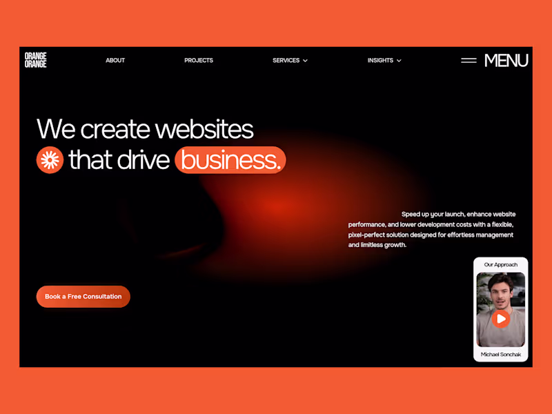 Cover image for OrangeOrange: Framer site for a design and development agency