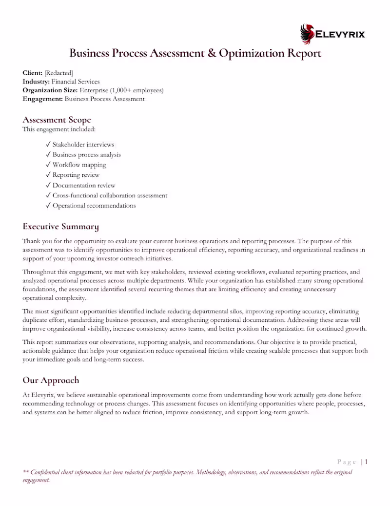 Cover image for Business Process Assessment | Sample