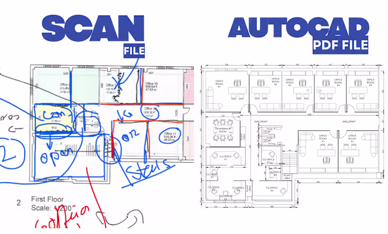 Cover image for Create 2D Floor Plan in AutoCAD | PDF to DWG in 24 hours 
