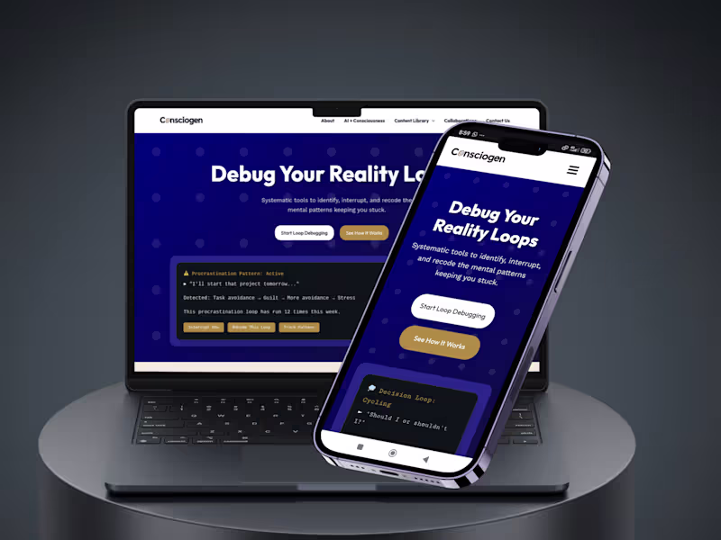 Cover image for Interactive Consciousness & Reality Loop Landing Page