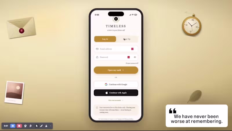 Cover image for Timeless — Digital Time Capsule App