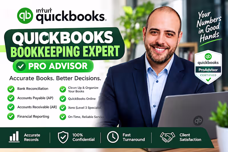 Cover image for I will set up, clean up, and provide ongoing bookkeeping 
